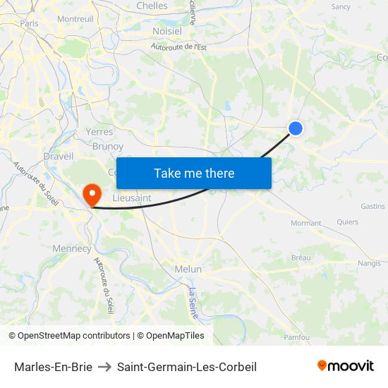 Marles-En-Brie to Saint-Germain-Les-Corbeil map