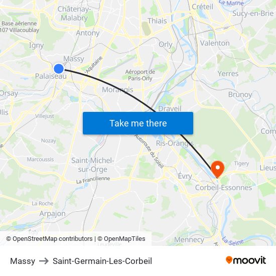 Massy to Saint-Germain-Les-Corbeil map