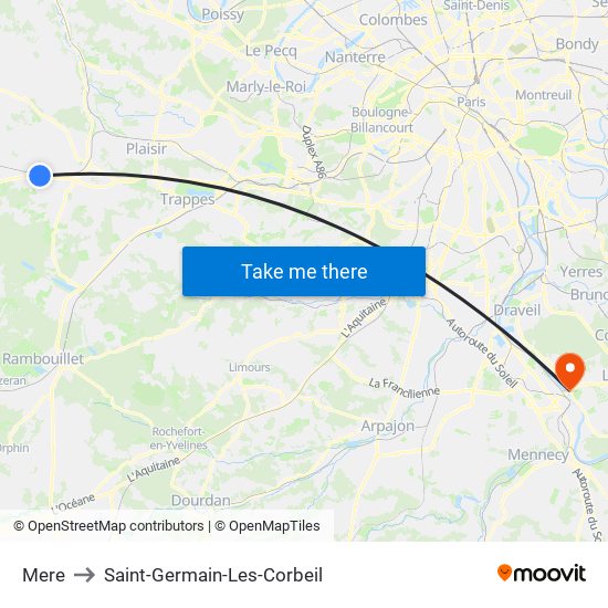 Mere to Saint-Germain-Les-Corbeil map