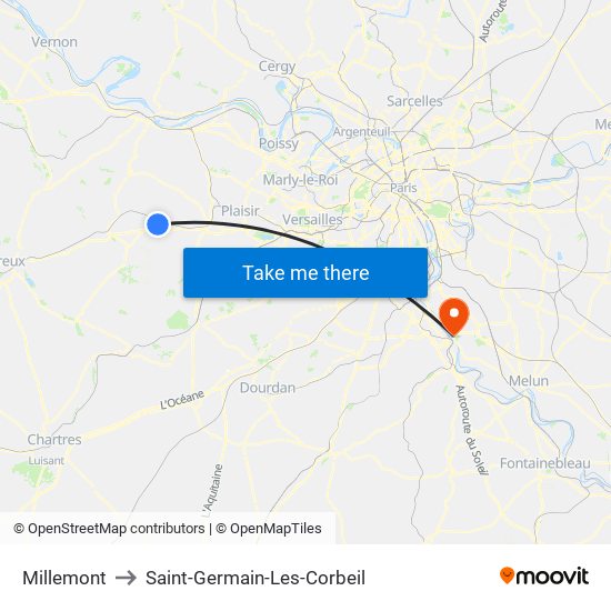 Millemont to Saint-Germain-Les-Corbeil map