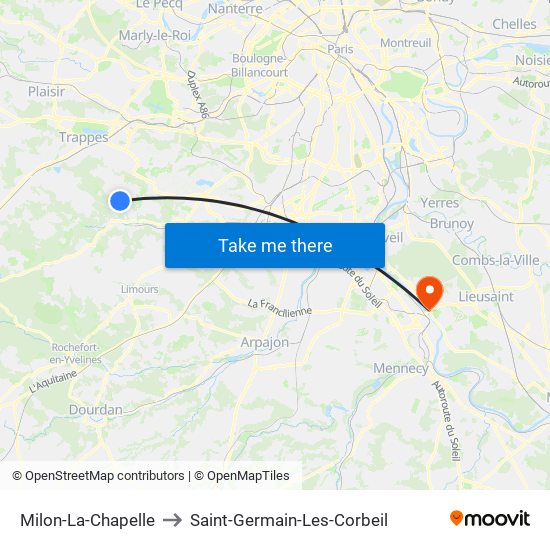 Milon-La-Chapelle to Saint-Germain-Les-Corbeil map