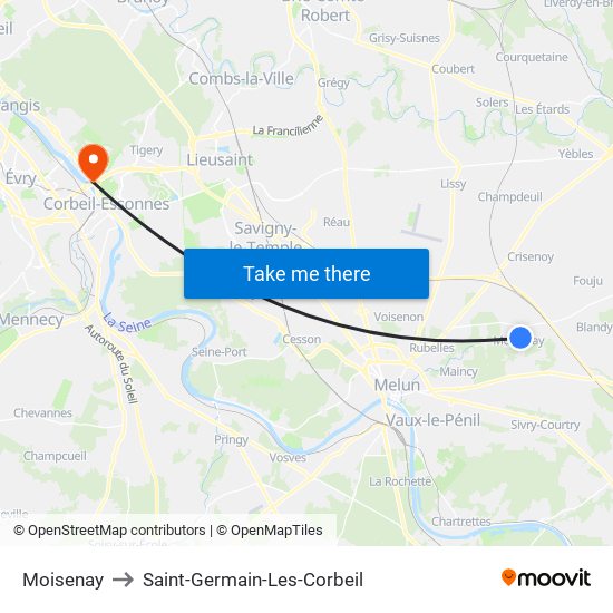 Moisenay to Saint-Germain-Les-Corbeil map