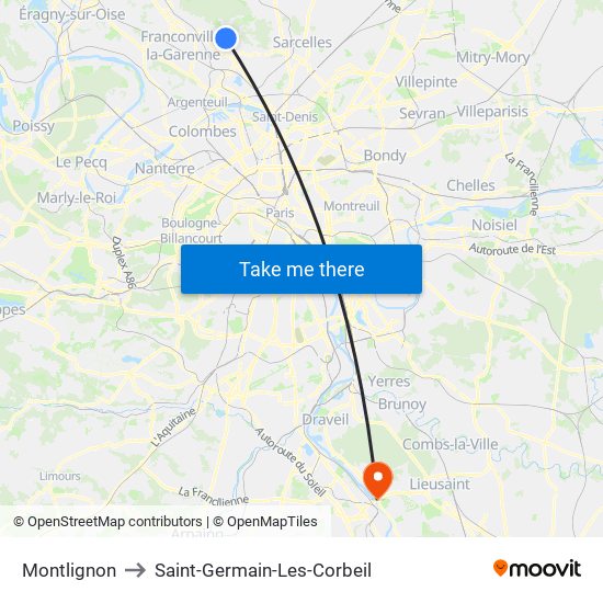 Montlignon to Saint-Germain-Les-Corbeil map