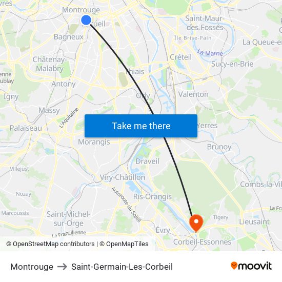 Montrouge to Saint-Germain-Les-Corbeil map