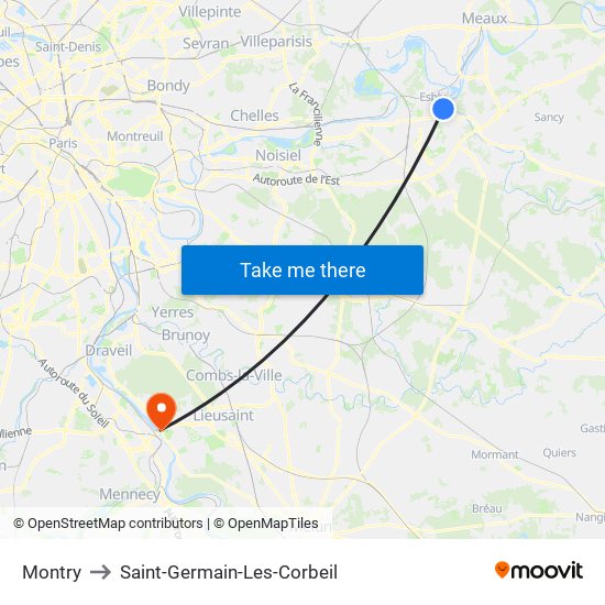 Montry to Saint-Germain-Les-Corbeil map
