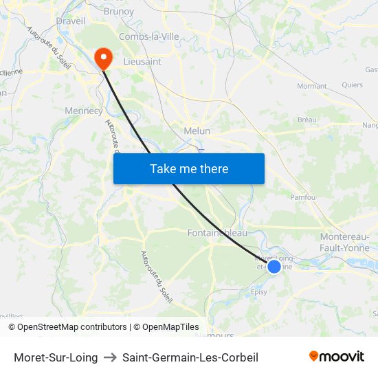 Moret-Sur-Loing to Saint-Germain-Les-Corbeil map