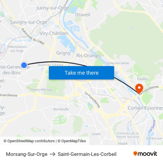 Morsang-Sur-Orge to Saint-Germain-Les-Corbeil map