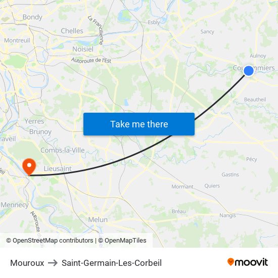 Mouroux to Saint-Germain-Les-Corbeil map