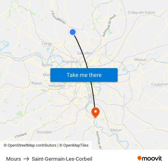 Mours to Saint-Germain-Les-Corbeil map