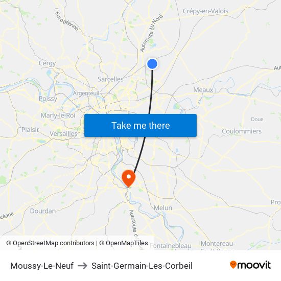 Moussy-Le-Neuf to Saint-Germain-Les-Corbeil map