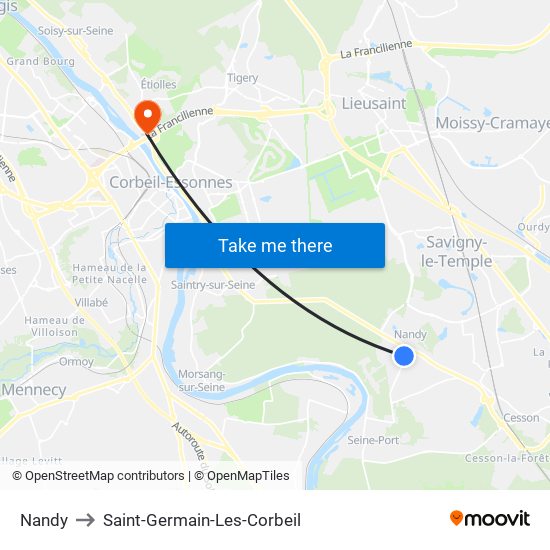 Nandy to Saint-Germain-Les-Corbeil map