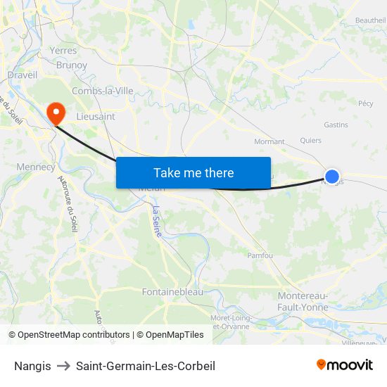 Nangis to Saint-Germain-Les-Corbeil map