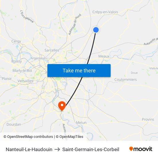 Nanteuil-Le-Haudouin to Saint-Germain-Les-Corbeil map