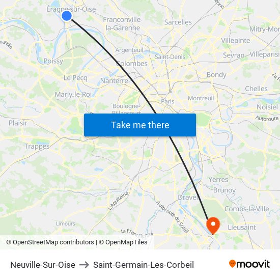 Neuville-Sur-Oise to Saint-Germain-Les-Corbeil map