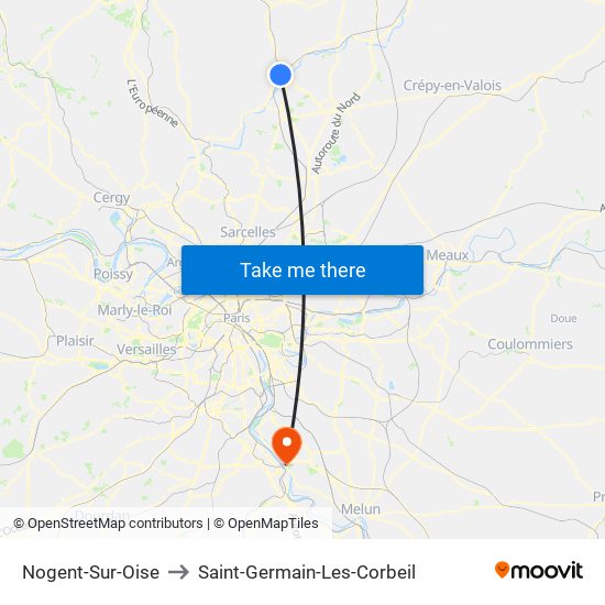 Nogent-Sur-Oise to Saint-Germain-Les-Corbeil map