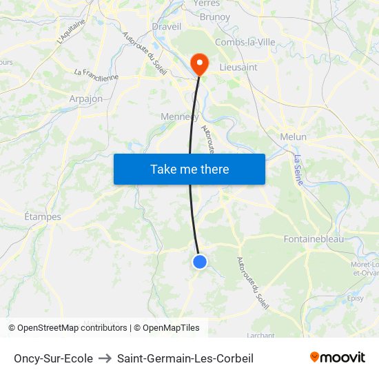 Oncy-Sur-Ecole to Saint-Germain-Les-Corbeil map