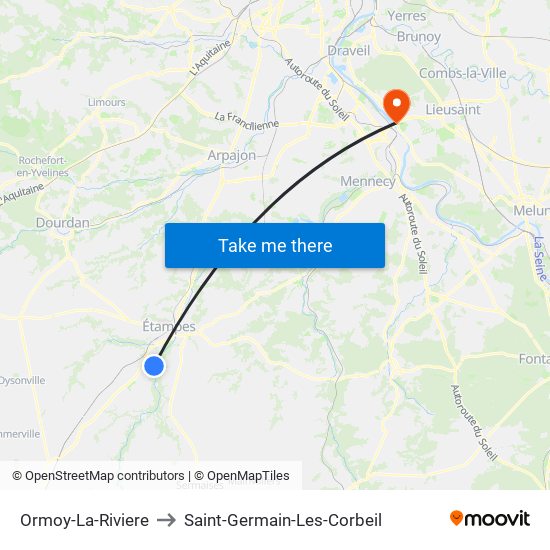 Ormoy-La-Riviere to Saint-Germain-Les-Corbeil map