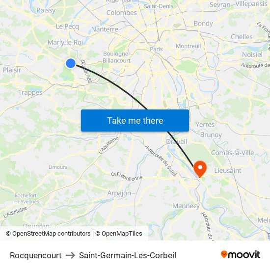 Rocquencourt to Saint-Germain-Les-Corbeil map