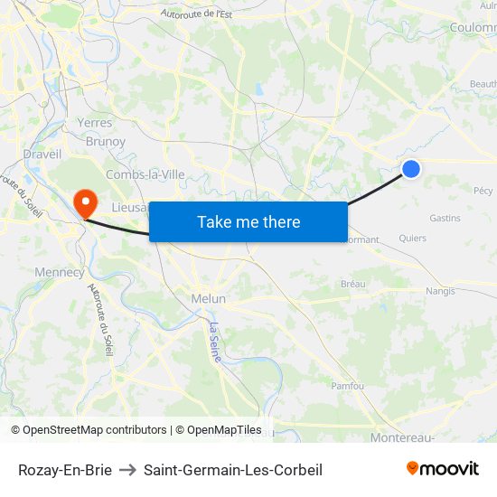 Rozay-En-Brie to Saint-Germain-Les-Corbeil map