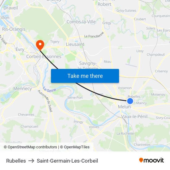 Rubelles to Saint-Germain-Les-Corbeil map