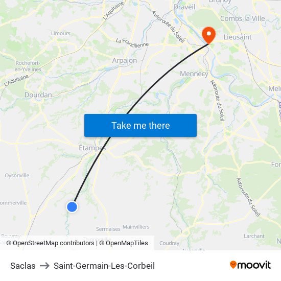 Saclas to Saint-Germain-Les-Corbeil map