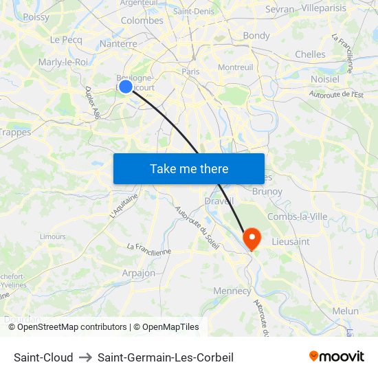 Saint-Cloud to Saint-Germain-Les-Corbeil map