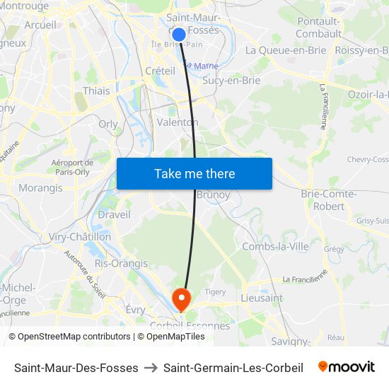 Saint-Maur-Des-Fosses to Saint-Germain-Les-Corbeil map