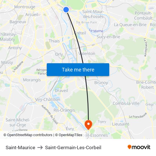 Saint-Maurice to Saint-Germain-Les-Corbeil map