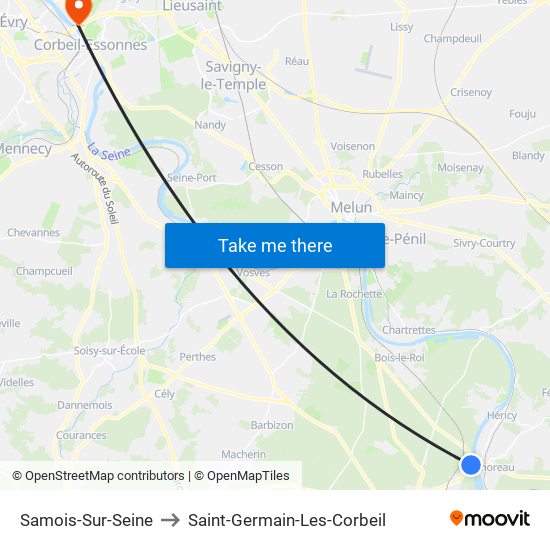 Samois-Sur-Seine to Saint-Germain-Les-Corbeil map