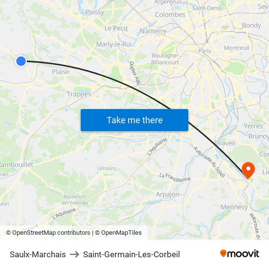 Saulx-Marchais to Saint-Germain-Les-Corbeil map