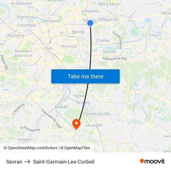 Sevran to Saint-Germain-Les-Corbeil map