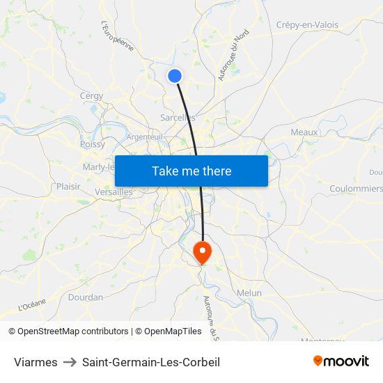 Viarmes to Saint-Germain-Les-Corbeil map