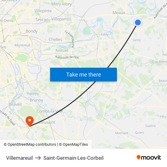 Villemareuil to Saint-Germain-Les-Corbeil map