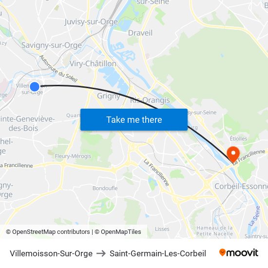 Villemoisson-Sur-Orge to Saint-Germain-Les-Corbeil map