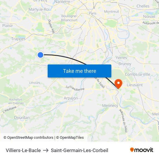Villiers-Le-Bacle to Saint-Germain-Les-Corbeil map