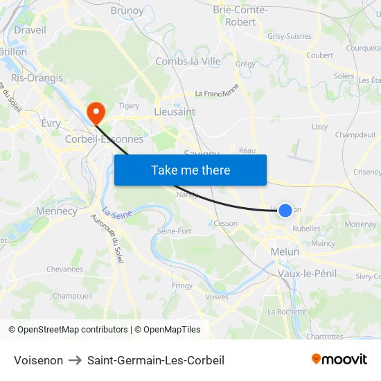 Voisenon to Saint-Germain-Les-Corbeil map