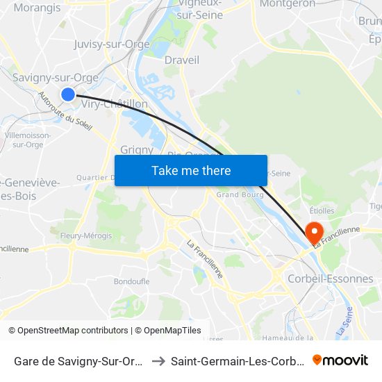 Gare de Savigny-Sur-Orge to Saint-Germain-Les-Corbeil map