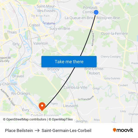 Place Beilstein to Saint-Germain-Les-Corbeil map