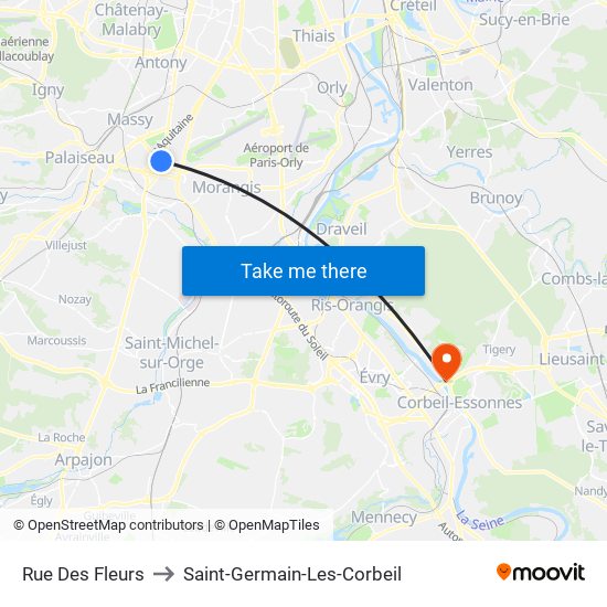 Rue Des Fleurs to Saint-Germain-Les-Corbeil map