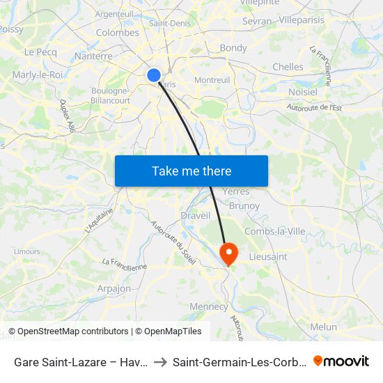 Gare Saint-Lazare – Havre to Saint-Germain-Les-Corbeil map