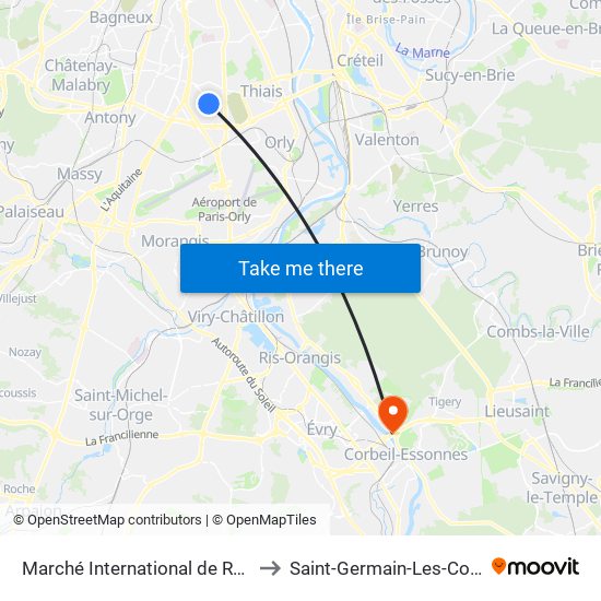 Marché International de Rungis to Saint-Germain-Les-Corbeil map