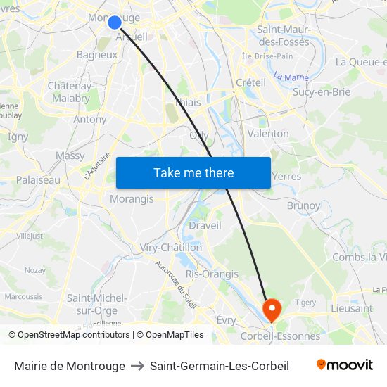 Mairie de Montrouge to Saint-Germain-Les-Corbeil map