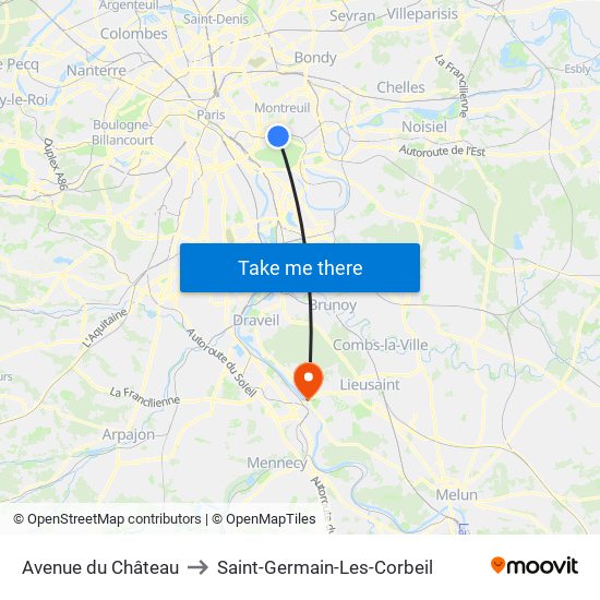 Avenue du Château to Saint-Germain-Les-Corbeil map