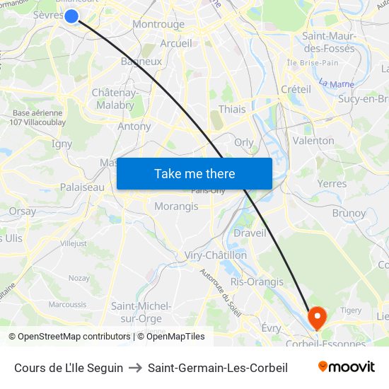 Cours de L'Ile Seguin to Saint-Germain-Les-Corbeil map