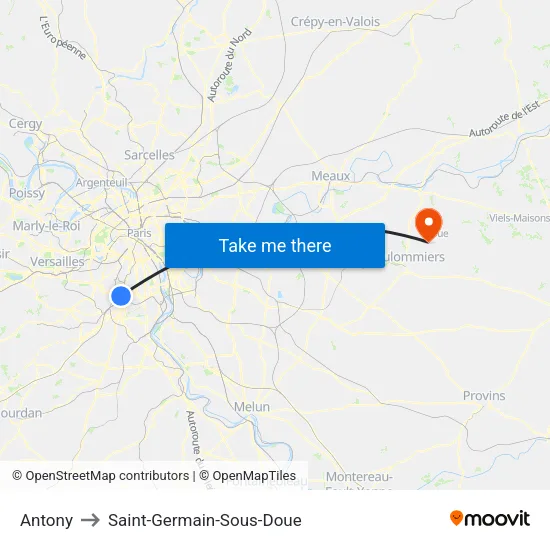 Antony to Saint-Germain-Sous-Doue map