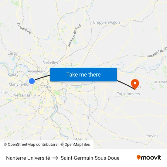 Nanterre Université to Saint-Germain-Sous-Doue map