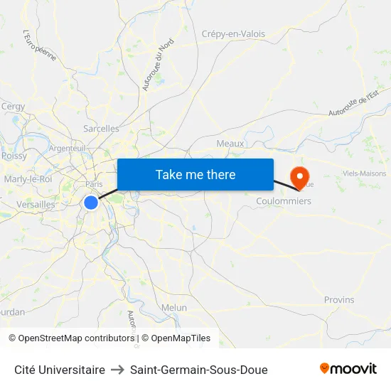 Cité Universitaire to Saint-Germain-Sous-Doue map