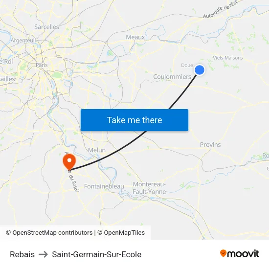 Rebais to Saint-Germain-Sur-Ecole map