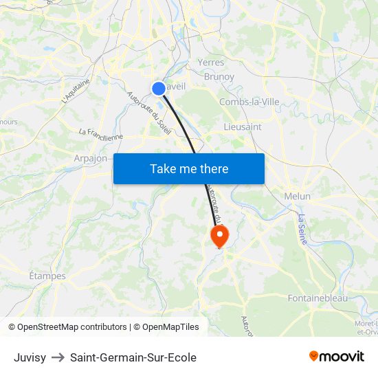 Juvisy to Saint-Germain-Sur-Ecole map