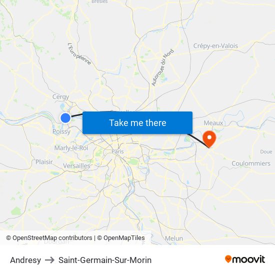 Andresy to Saint-Germain-Sur-Morin map